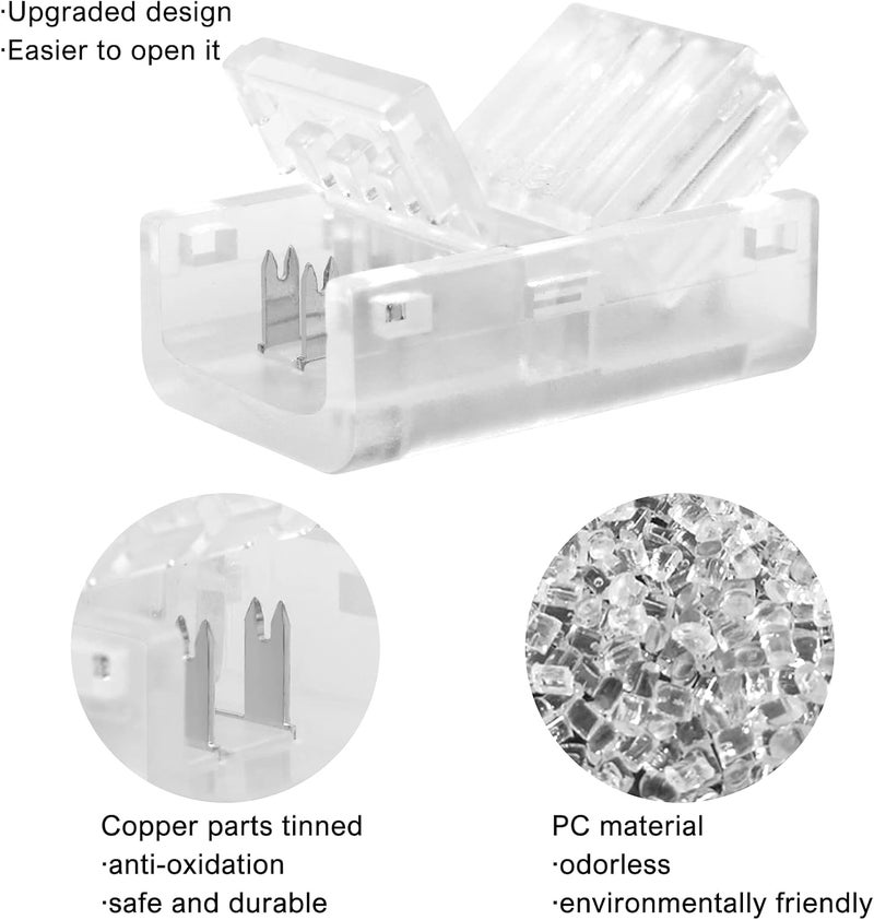 RGBZONE 10 Packs 4-Pin RGB LED Light Strip Connectors 10mm Wide Unwired Gapless Solderless Strip to Wire Quick Connectors Adapter for Waterproof or Non-Waterproof SMD 5050 Multicolor LED Light Strip - Image 4